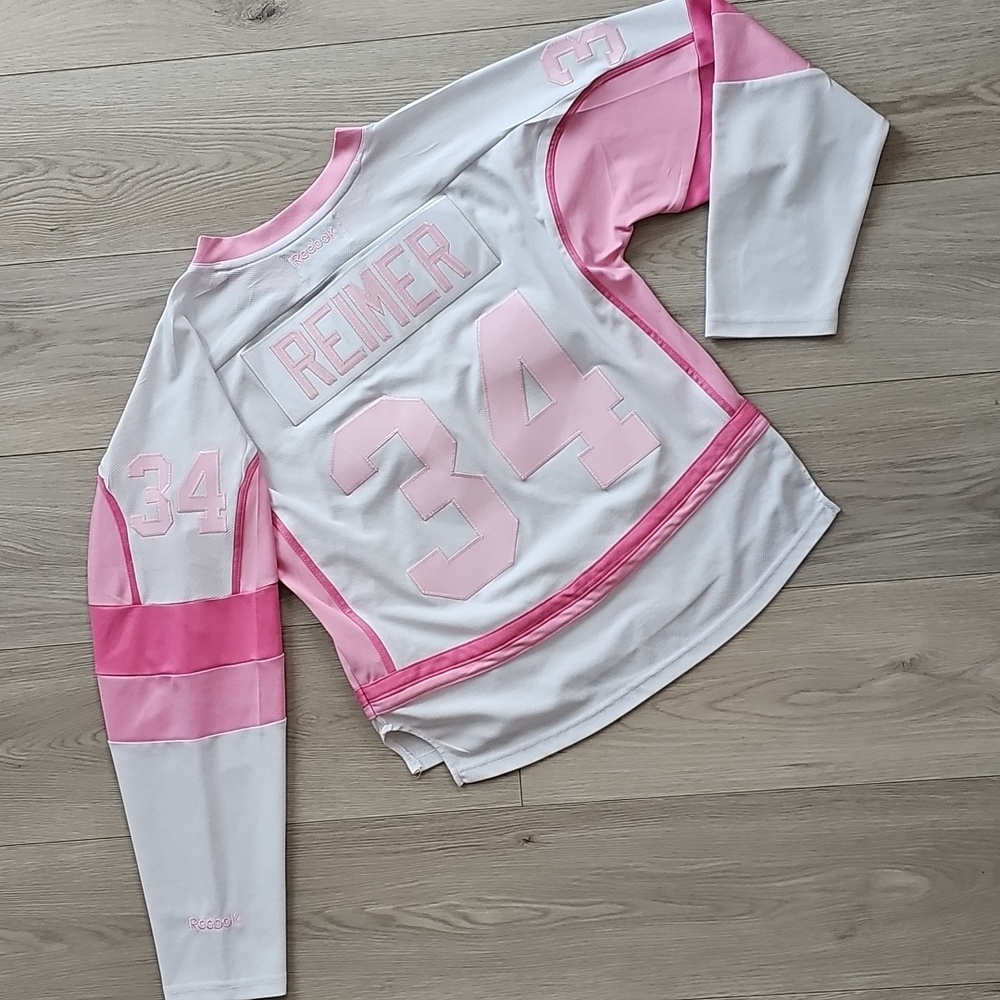NHL Reimer Toronto Maple Leafs #34 Pink‎ Hockey Jersey, Youth Large / 14